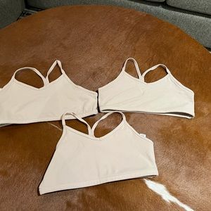 Set of 3 Athleta Girls All Day Sports Bra. Nude color and Size XL/14.  GUC.